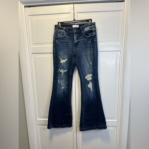 Petra 153 Mid-Rise Distressed Flare Jeans Size Junior 9 Color Blue
